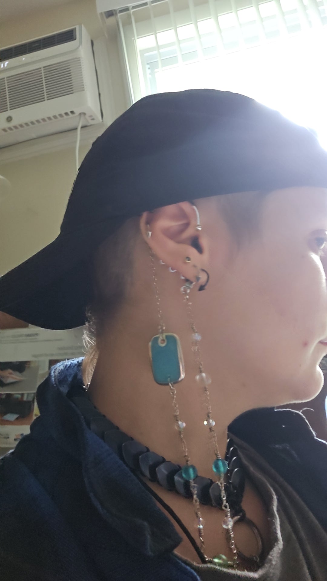 Blue Green Upcycle Ear Cuff